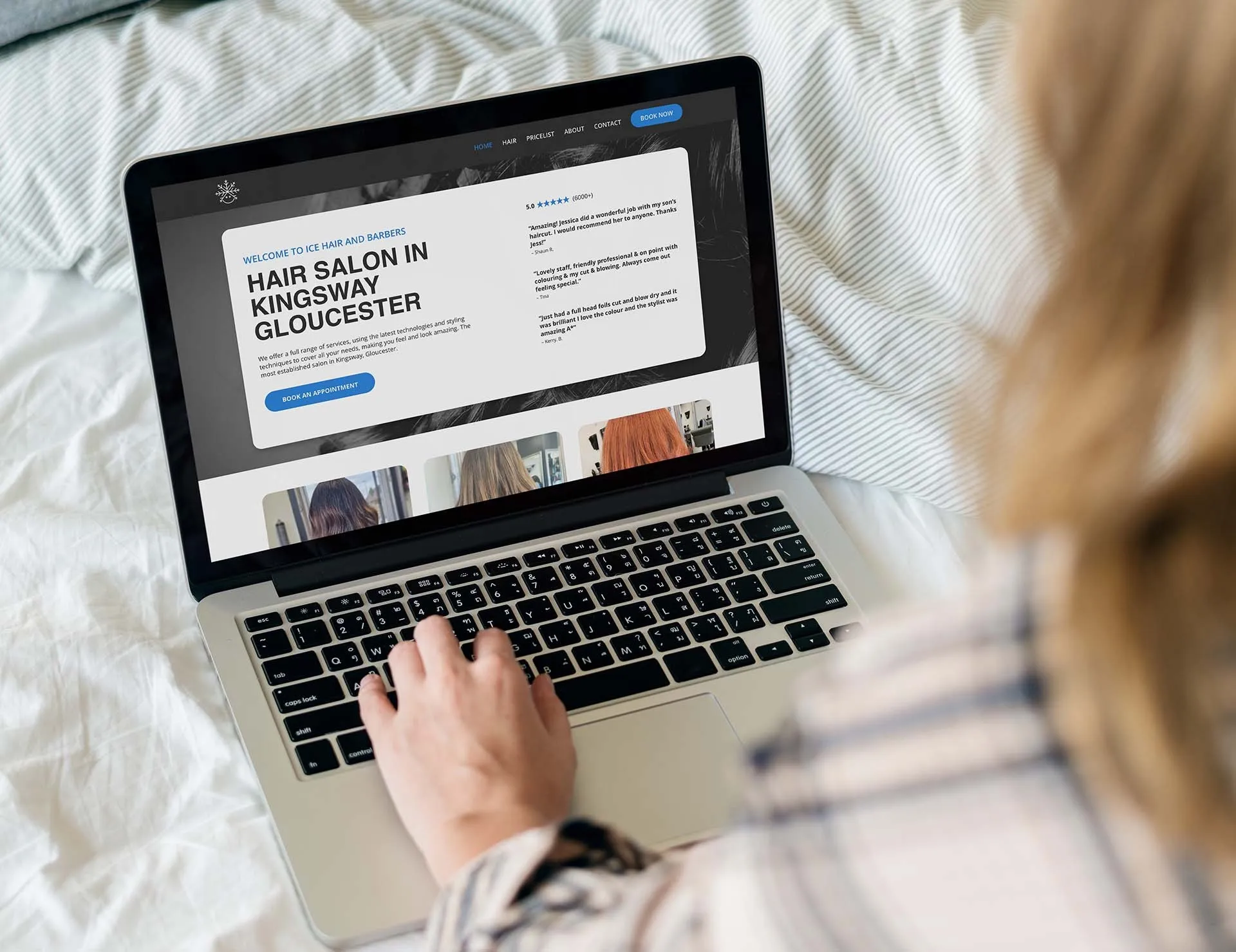 Ice Hair and Barbers salon website gallery designed by Berlew Design Studio.
