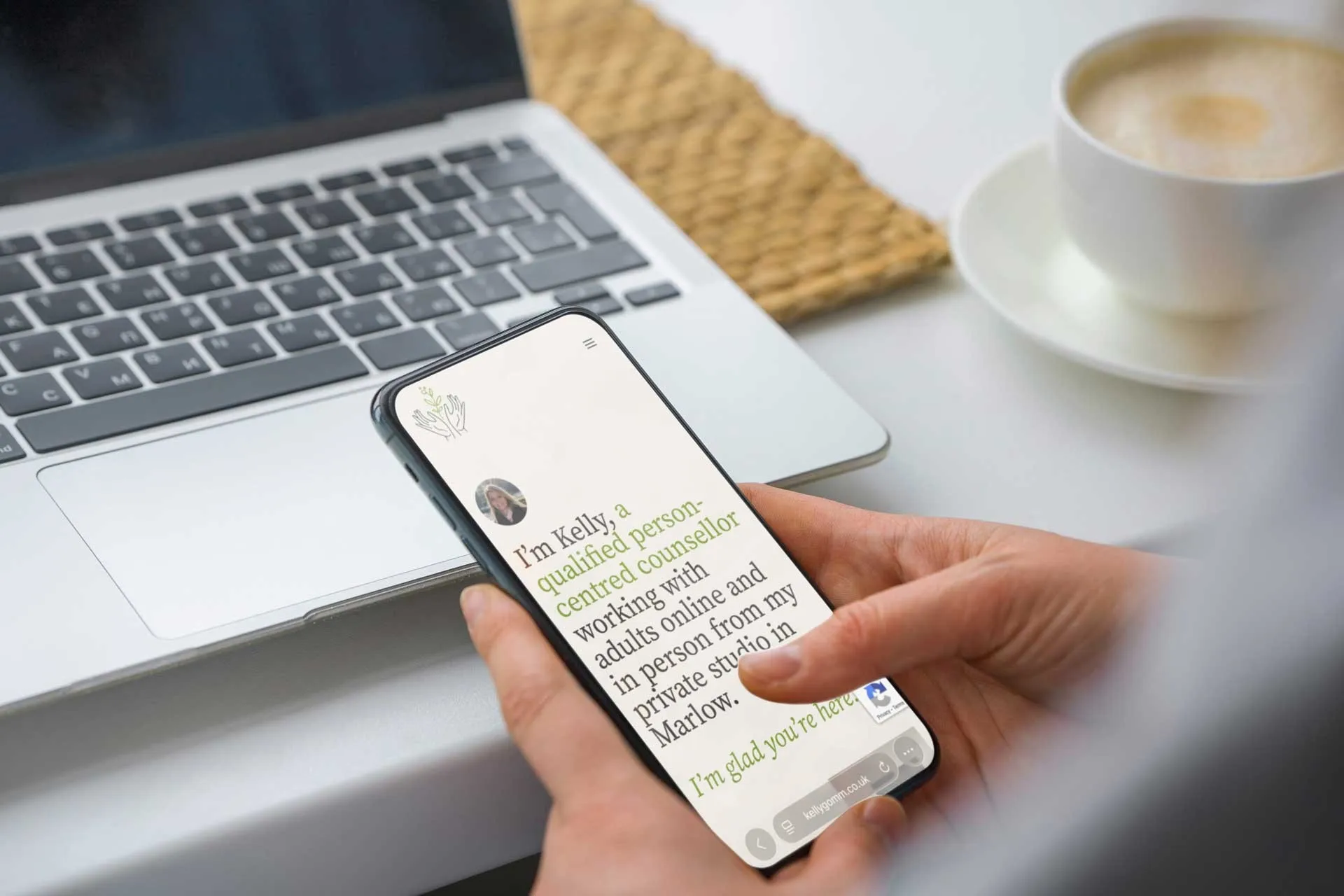 Kelly Gomm Counselling website page designed by Berlew Design Studio.